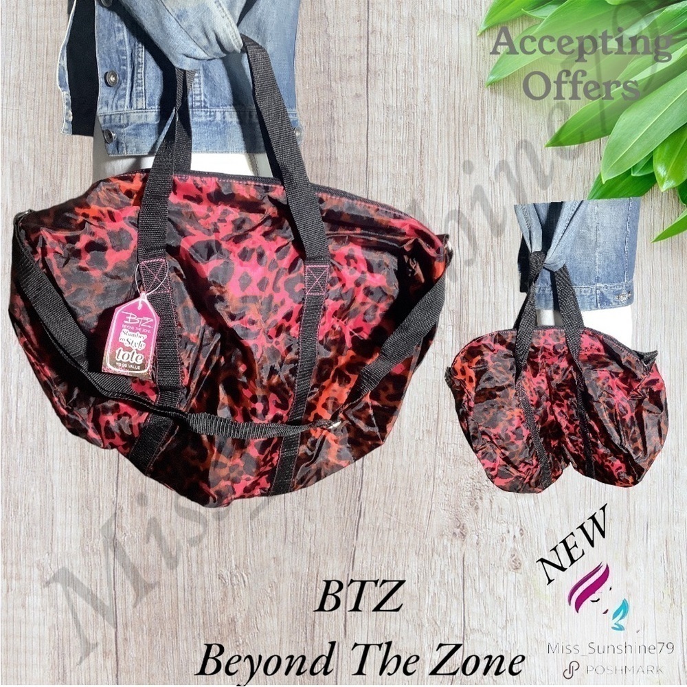 BTZ NEW - animal print cheetah duffel bag nylon carry s handle & strap